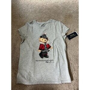 Polo Ralph Lauren girls Gray Polo Bear Cotton t-Shirt NWT size S（7）